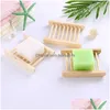 Soap Dishes Fast Natural Wood Soap Dish Wooden Tray Holder Storage Rack Plate Box Container For Bath Shower Bathroom 2089 Drop Deliv Dhykv