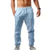 Chándales de los hombres Pantalones de lino de algodón de los hombres Hombre Verano Otoño Pantalones de lino de color sólido transpirable Pantalones de chándal de fitness Streetwear S4XL 221122