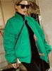 Womens Jackets Fashion Zipper Loose Green Bomber Varsity Women Autumn Winter Casual Warm Baseball Parkas Overcoats Streetwear 221122