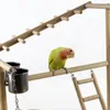 Other Pet Supplies Wooden Bird Perch Stand With Feeder Cups Parrot Platform Playground Exercise Gym Playstand Ladder Interactive Toys F3002 221122