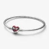 Brazalete liso de plata de ley 925, pulsera con abalorio, cierre de corazón, compatible con abalorios y abalorios Pandora europeos