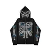 Hoodies Y2K Tam Zip Up Hoodie Erkekler Sonbahar Kış Gotik Rhinestones Örümcek Web Kazak Hip Hop Grunge İskelet Büyük Boy Ceket Kaban Y2211