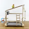 Other Pet Supplies Wooden Bird Perch Stand With Feeder Cups Parrot Platform Playground Exercise Gym Playstand Ladder Interactive Toys F3002 221122