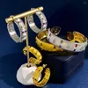 Conjunto de pendientes de collar Zlxgirl, brazalete de Color dorado de Dubái a la moda de lujo con pendiente de mujer, joyería nupcial, pulsera de Zirconia CZ, regalo para la oreja