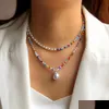 Colares pendentes Bohemian Pearl Pingente Colar Cara Chokers Moda Moda Colares Collar Jeia de verão Droga Pingententes DHZBT