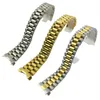 Assista a acessórios de bandas para Logtype Threebead Solid Diving Banda de aço inoxidável Presidencial Buckle 20mm Men039S Gold267W3550945