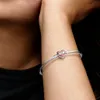 Brazalete liso de plata de ley 925, pulsera con abalorio, cierre de corazón, compatible con abalorios y abalorios Pandora europeos