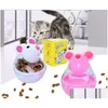 Cat Toys البلاستيك Tumbler Mouse Food Leaker Cartoon Pet Cat Fun Fun Foods Leakage Ball Rice White Texational Intelligence Toys Dro DHPI8