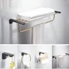 Set di accessori da bagno Accessori da bagno in oro nero Di fronte Porta carta igienica Portasciugamani Mensola Spazzola Hardware