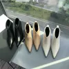 Designer version Top of the row pointed high heel sheepskin short boots women's thin heels and bare kitten heel short tube thin boots Size F204 V4HN