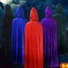 Costume Theme Costume Adult Halloween Velvet Cloak Cape Hooded Medieval Witch Wicca Dress Coats 5 Colors 221121