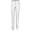 Calça feminina capris suntylily cristal diamante feminino brilhante moda de verão hollow out calça de perna larga sexy ver através da praia calça 221122