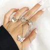 Cluster Ringe Modyle Vintage Punk Schmetterling Ring Set Gold Silber Farbe Finger Für Frauen Charms Dame Trendy Geometrie Schmuck Geschenk