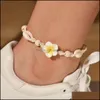 Anklets 패션 패션 보헤미안 플라워 쉘 앤 클릿 손으로 짠 비치 푸드 체인 여성 보석 선물 선물 드롭 배달 dhye2