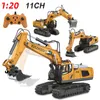 Electric RC Car 2 4GHz 11 kanaal 1 20 RC Excavator Toy Engineering Alloy en Plastic Remote Control Digger Truck voor kinderen S Geschenk 221122