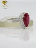 Bagues de grappe créées Ruby Real Echt 925 Sterling Silver Party Cocktail Ring pour les femmes Poire Drop Shape Imitation Red Gemstone Cadeaux féminins