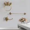 Bath Accessory Set Antique Brass 3pcs Towel Bird Ring Carved Toilet Paper Holder Creative Bar 18 Inch Bathroom Accessories