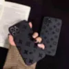 För Apple Personlig 13Pro Mobiltelefonfodral Soft Cover Luxury Designer Black Relief Flower 8p iPhoneX Fall Proof XS Max