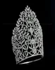 Wysokie duże korony kryształowy kryształowy pałąk na widok na konkurs lub ślubne włosy biżuteria królowa zwycięzca ręcznie robione tiary M1915657