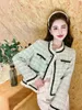 Women's Jackets Fashion Autumn And Winter Yellow Tassel Jacket Women's Single-Breasted Sweet Temperament Tweed Woolen Office Outwear