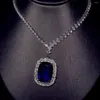 Collares pendientes Foydjew lujo zafiro artificial diamante azul plata Color encanto boda collar para mujer joyería nupcial