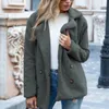 Baixa de lã de lã feminina Botão de atacado Capela Lapem de lã solto Cardigan Sheep Woolen Coat Jacket Women Winter 221122