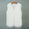 Женская зимняя модная женская куртка из искусственного меха HJQJLJSL, средней длины, пушистый красочный жилет из монгольской овцы, женская куртка без рукавов 221122