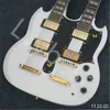 Lvybest 6 strings gitaar 2021 gemaakt in China tweekoppige mahonie body wit licht metaal chroom configuratie gratis levering