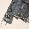 Women's Jackets Spring Autumn Women Street Fashion Graffiti Denim Female Short Frayed Raw Cut Rivet Fringe Jean Coat Outwear 221122