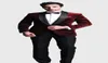 Burgundy Velvet Slim Fit 2020 Groom Tuxedos Suits Wedding Suits Custom Made Groomsmen Man PROITS Black Pants Kurtka Katbow8684412