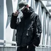 رجل من جلد الرجال Houzhou Techwear البضائع السوداء سترة Men Safari على غرار هوديز معطف غطاء محرك السيارة هوديي كوريا الشارع الهيب هوب الخريف 221122