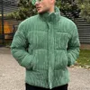 メンズダウンパーカー秋冬グリーンコーデュロイジャケットファッションカジュアルパン温かい厚いパーカーコットン男性221122