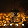 Andra f￥gelf￶rs￶rjningar Solar Wild Bird Feeder Metal H￤ngande fr￶ Tray Water Cups Waterproof LED Light Outdoor Solar Garden Landscape Lighting 221122