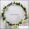 Headbands Bride Foam Flower Headband Women Rose Crown Hairbands Wedding Garland Ribbon Hair Jewelry Festival Wreath Drop Delivery Ha Dh5Ru