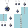 Other Jewelry Sets Tai Chi Yinyang Earth Map Time Gem Pendant Necklace Double Sided Glass Rotating Globe Necklaces Sweater Chain For Dhsxo