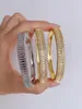 Bangle 3st Hip Hop Jewelry Gold Plated Armband Clear Cubic Zirconia Justerbara armband Elegant för kvinnor