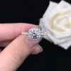 Klusterringar Solid Platinum 950 Ring 0,5ct Round Cut Diamond Engagement Women Jewelry R058