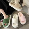 Winter Home Women bont slippers fuzzy warme pluche platte schoenen vrouwelijke luxe donzige slippers open teen sandalen antislip meisjes schoenen J220716