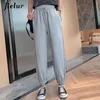 Kvinnors byxor Capris Jielur Candy Color Orange Pink Gray Sports Kvinnlig Street Leisure BF Harajuku Harem S-XL Autumn Women Sweatpants 221122