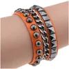 Manchet Rivet Bracelet Mtilayer PU lederen manchet armbanden bezaaid kettingpolspolsport Sport Rock verstelbare drop levering sieraden DHQX4