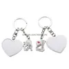 Party Favor Sublimation Par KeyChain Favor Metal Letter Gravering Charm Hearthaped Key Ring Romantic Valentines Day Gift 5517 Q2 DH3SA