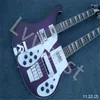 LvyBest Electric Guitar Factory Direct Hurtowe podwójne szyi Ricken 12 Guitar i 4 sznurki Purple Kolor Chrome Parts