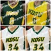 College-Basketball trägt Nik1 NCAA College NDSU-Basketballtrikot 0 Vinnie Shahid 2 Jaxon Knotek 3 Tyree Eady 5 Sam Griesel 11 Jared Samuelson Individuell genäht