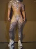 Сценическая одежда Deguisement Nude Gogo Pole Dance Rave Телесный цвет Купальник Мужской сексуальный комбинезон со стразами Маска Праздничный костюм Наряд