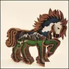 Other Home Decor 3D Laser Cut Horse Craft Wood Material Home Decor Gift Art Crafts Wild Forest Animal Table Decoration Statues Ornam Dhkoa