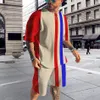 Felpe con cappuccio da uomo Felpe Summer Fashion Trend Men Suit 3D Stampato a righe Motivo da jogging Tuta a maniche corte Magliette Set Streetwear Abbigliamento per uomo 221122