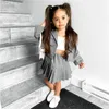 Clothing Sets 3Pcs Kids Girls Clothes Children Solid Color Long Sleeve Jacket Vest Pleated Skirt College School Style Baby Outfit 1-6Y