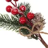 Couronnes de fleurs décoratives 12 pièces branche de pin artificielle de noël baies de houx bouquet de fleurs guirlande accès ornement d'arbre de noël emballage cadeau choix floraux 221122