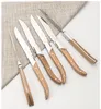 Conjuntos de utensílios de jantar 6pc/conjunto de estilo francês de melhor qualidade de borracha de madeira inoxidável conjunto de utensílios de mesa de tabela de faca de faca flageware ocidental