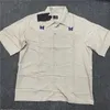 Men's T Shirts Purple Embroidered Needles Butterfly Logo Shirt Men Women High Street Pockets Oversize Button AWGE Blouse